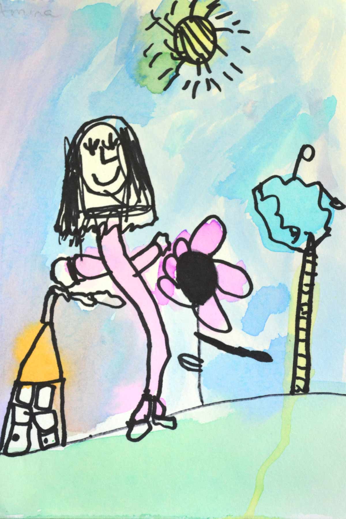 Painting pictures at Red Hill Kindergarten.